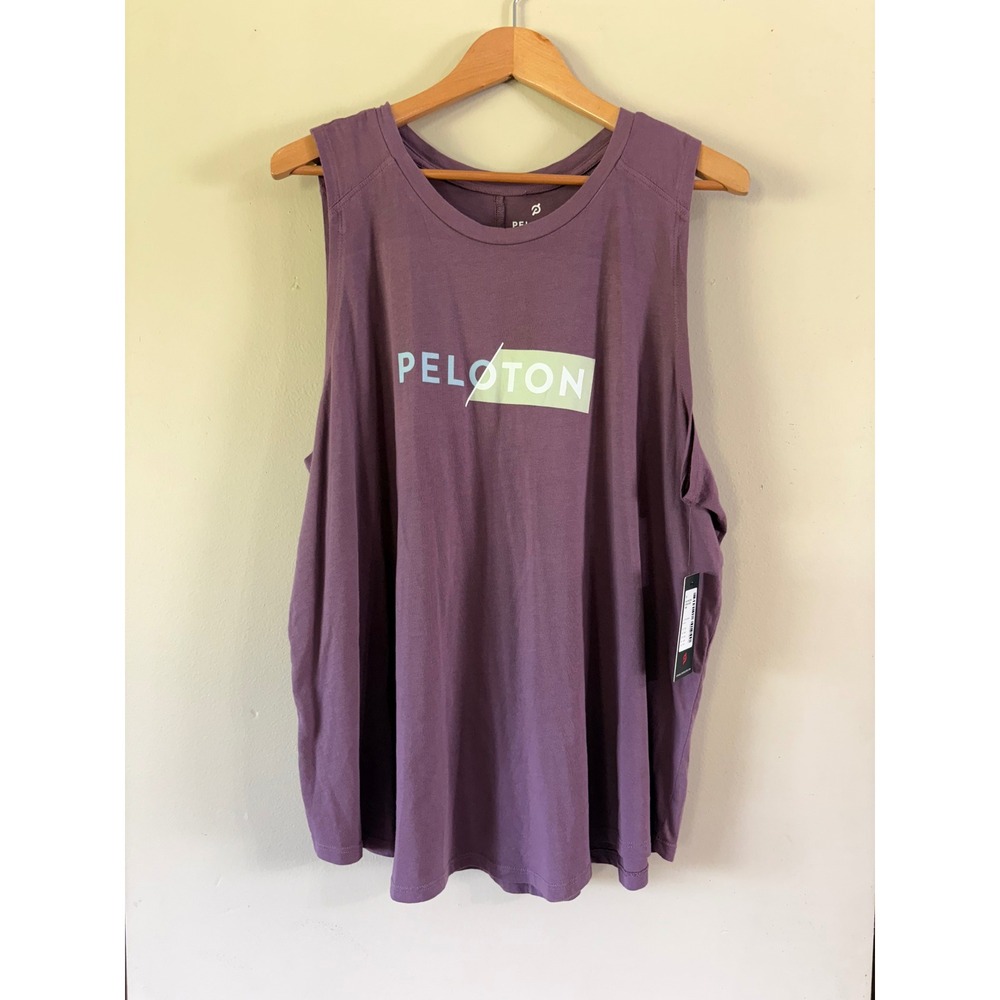 Peloton Studio Scoop Tank Purple Sleeveless Graphic Logo Workout Top 2X NWT